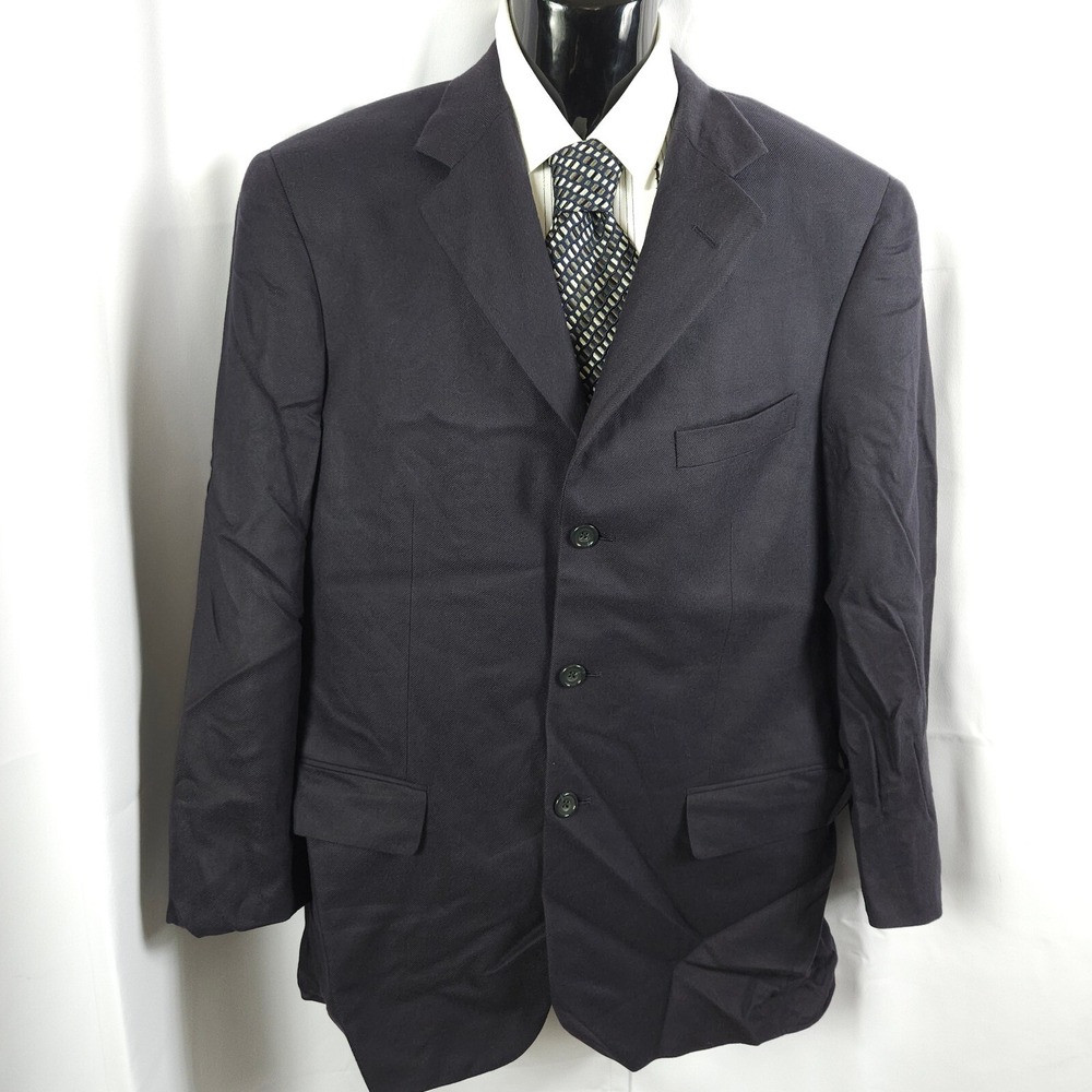 Hartz & Co Navy 100% Worsted Cashmere 3-Button Sports Coat Men's‎ 40R